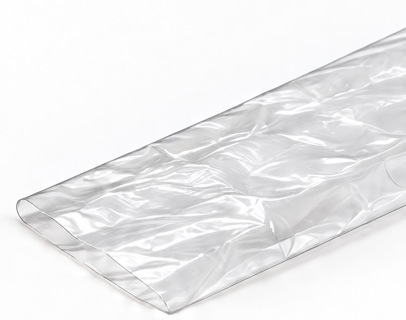 Detalle de una tripa de poliamida transparente en formato plano