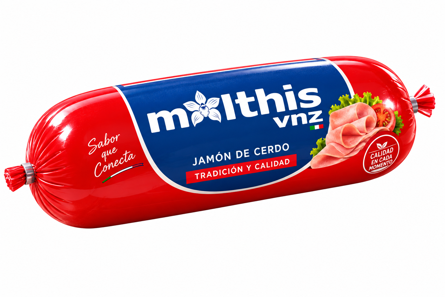 Producto MOLTHIS VNZ en envoltura roja de poliamida impresa sobre fondo blanco